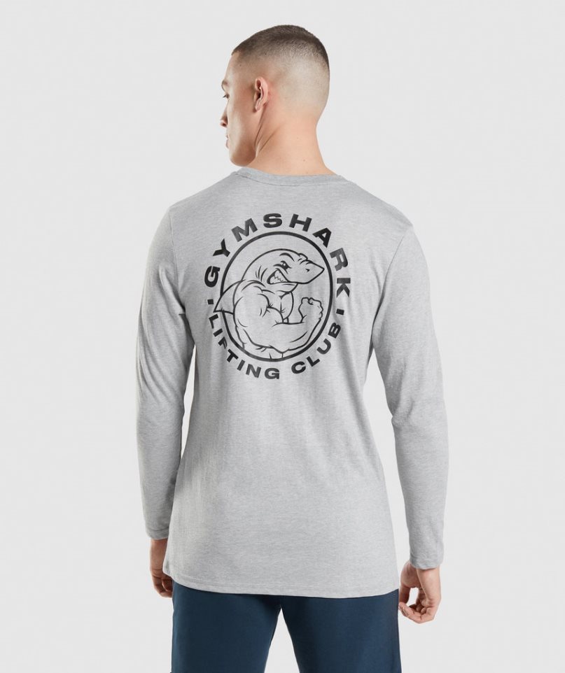 Men's Gymshark Legacy Long Sleeve T-Shirts Light Grey | NZ 6LGNRA